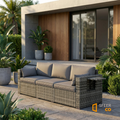 Sfeerco Haven 3-seater wicker patio sofa deep seating gray cushions modern outdoor setting