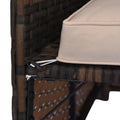Close-up of brown PE rattan weave and steel frame detail on Sfeerco Laguna outdoor sofa set