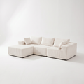 Sfeerco Loft modular L-shaped sectional sofa with chaise lounge cream corduroy fabric studio shot