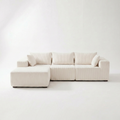 Sfeerco Loft L-shaped modular sectional sofa overhead angle view cream corduroy white background