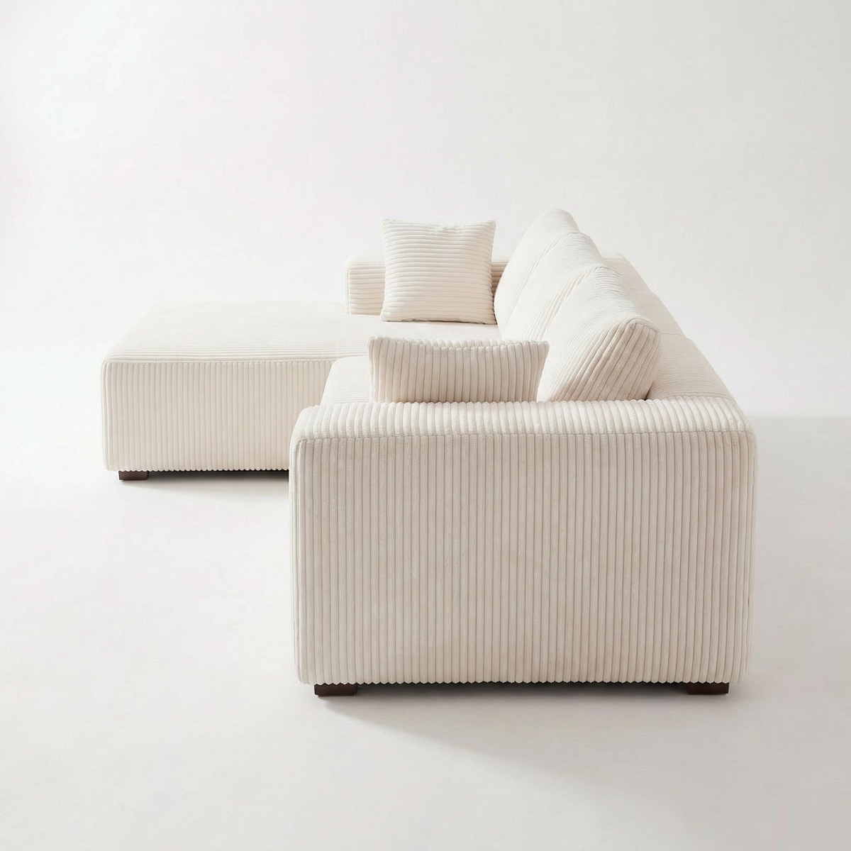 Sfeerco Loft modular sofa side profile view showing depth and corduroy texture on white background