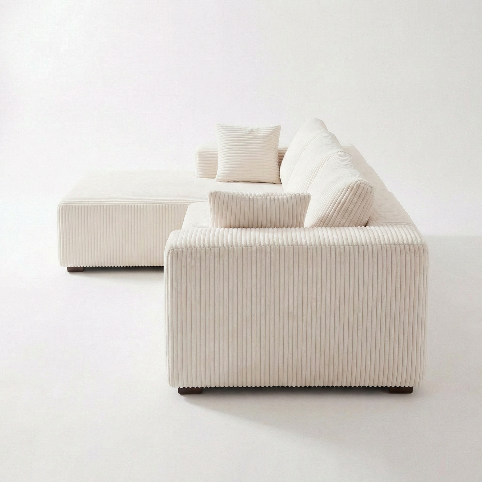 Sfeerco Loft modular sofa side profile view showing depth and corduroy texture on white background