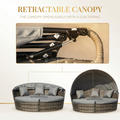 Sfeerco Luna retractable gas spring canopy outdoor rattan daybed gray