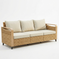 Sfeerco Lune 3-seater rattan wicker patio sofa beige cushions garden patio setting view