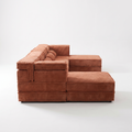 Side view of Sfeerco Modo orange modular sofa with ottoman