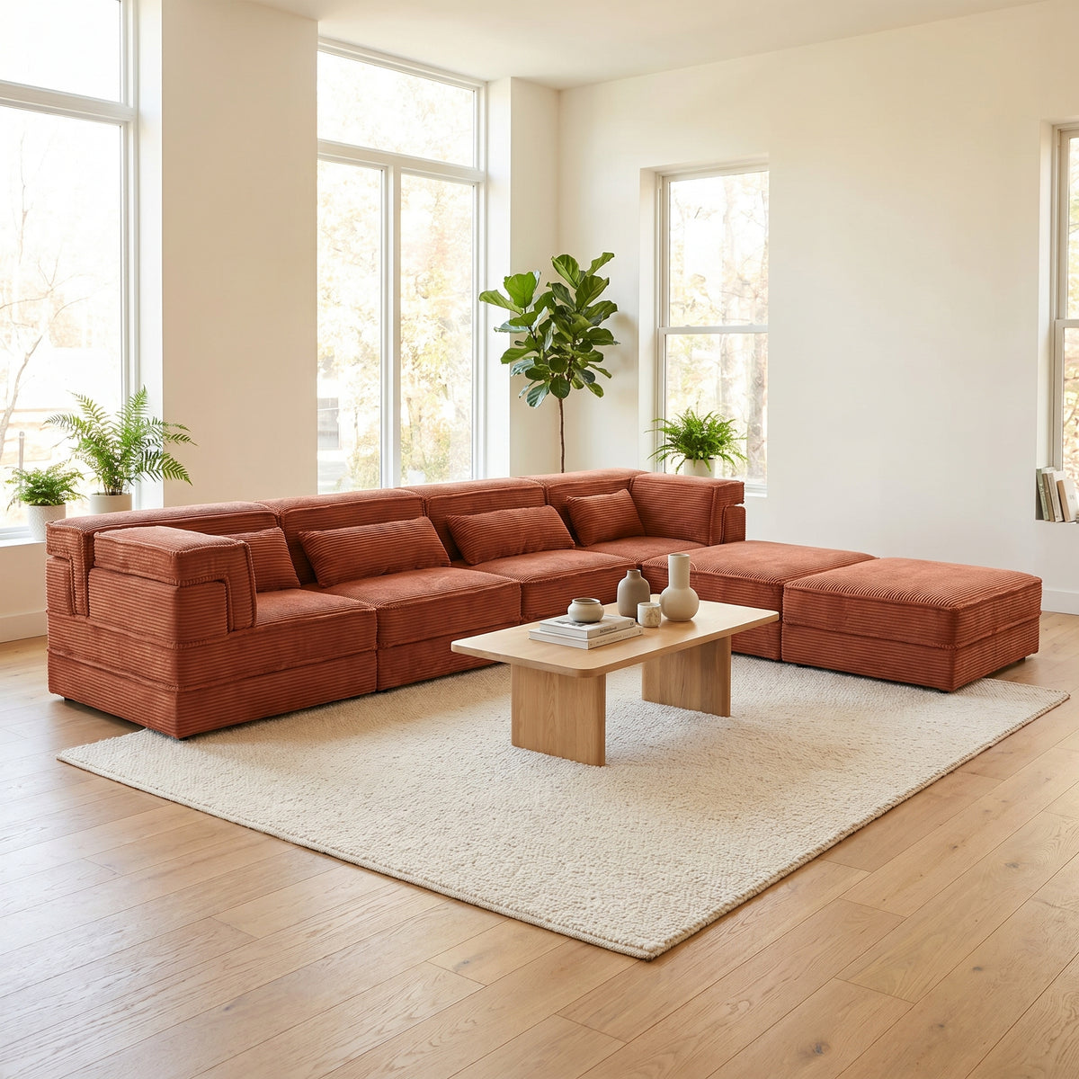 Sfeerco Modo oversized modular sofa in sunlit contemporary living room