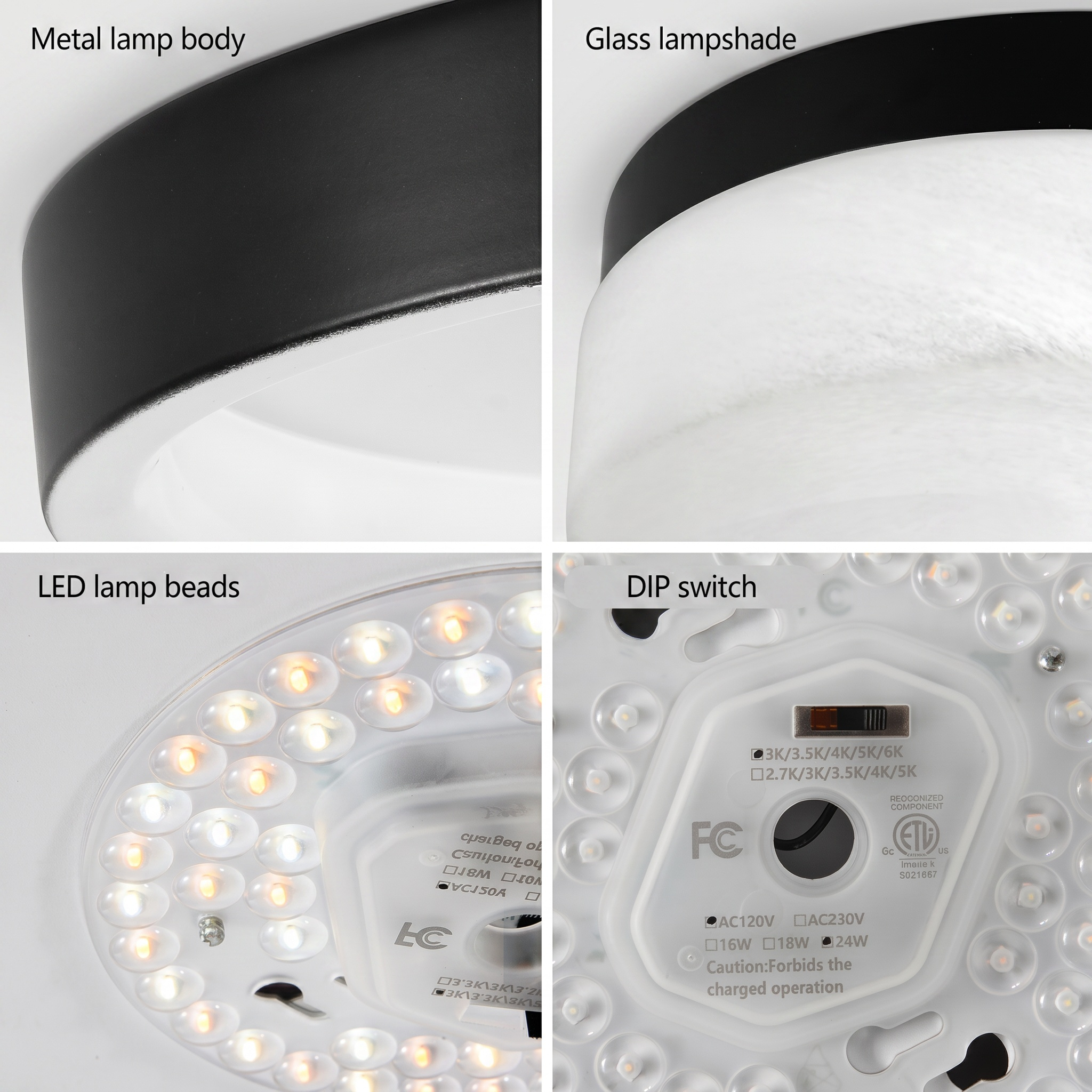Sfeerco Nero round LED ceiling light installed in walk-in closet with warm white illumination