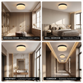 Feature highlights of Sfeerco Nero ceiling light showing warm ambiance mode and cool marble texture glass shade
