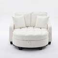 Sfeerco Nido oversized 2-seater chaise lounge sofa in white corduroy with throw pillows on white background