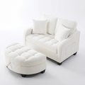 Sfeerco Nido white chaise lounge sofa with round storage ottoman