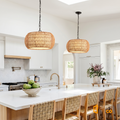 Multiple Sfeerco Palma pendant lights hanging above kitchen island