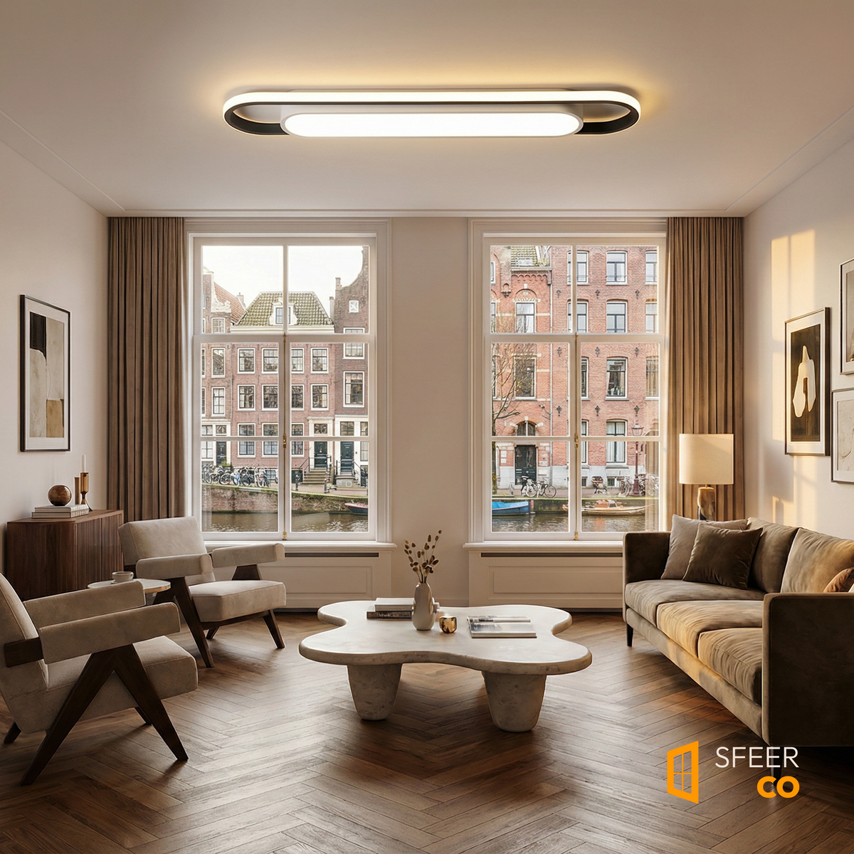 Sfeerco Retto rectangular flush mount ceiling light modern home