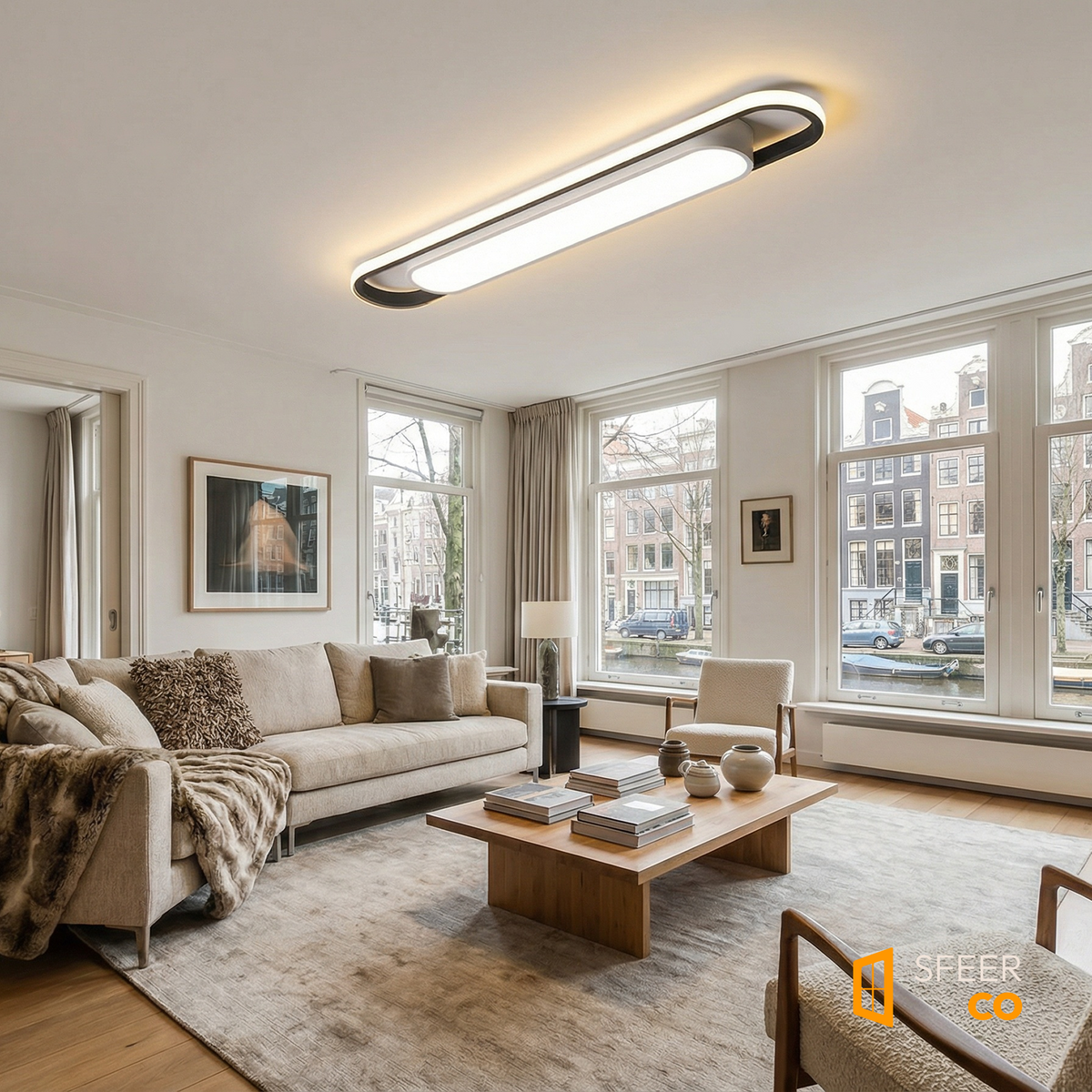 Sfeerco Retto modern rectangular LED ceiling light flush mount