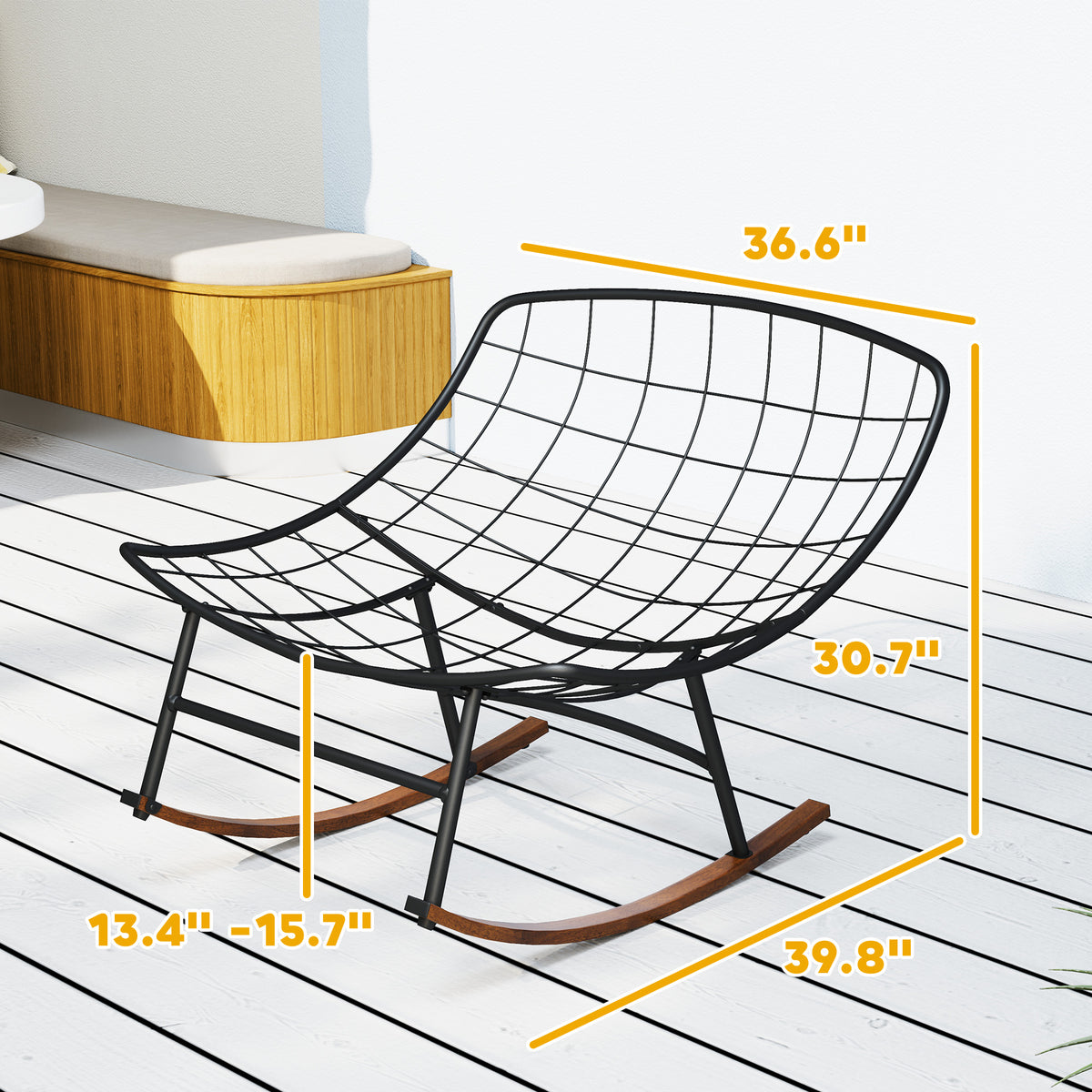 Sfeerco Rondo set of 2 oversized black papasan rocking chairs with thick cushions product overview