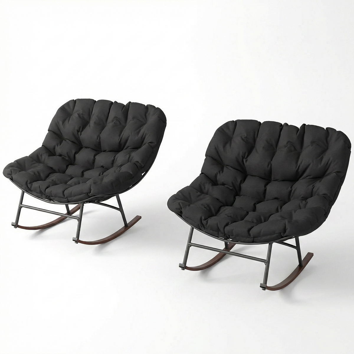 Sfeerco Rondo outdoor papasan rocking chair dimensions diagram showing width depth and seat height measurements