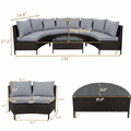 Product dimensions diagram of Sfeerco Solano 5-piece outdoor rattan sofa set with measurements