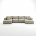 Sfeerco Strato modular L-shaped sectional sofa 6 seats beige chenille fabric studio white background