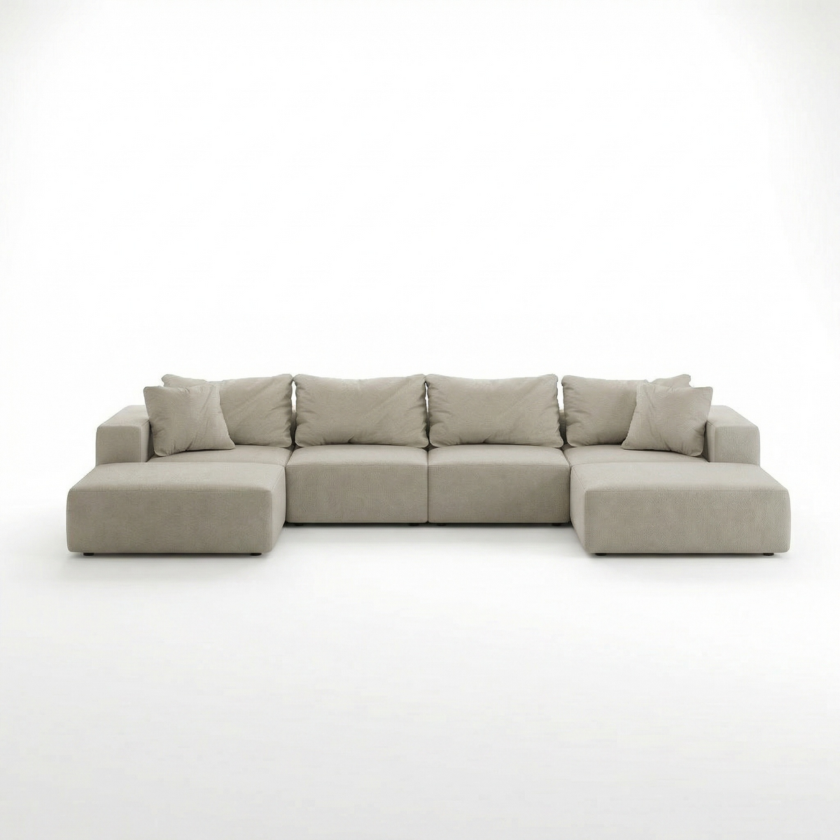 Sfeerco Strato modular L-shaped sectional sofa 6 seats beige chenille fabric studio white background