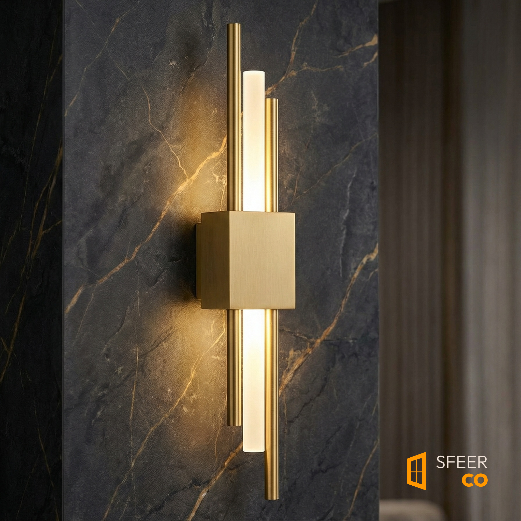 Sfeerco Uno minimalist modern wall light LED indoor sconce gold